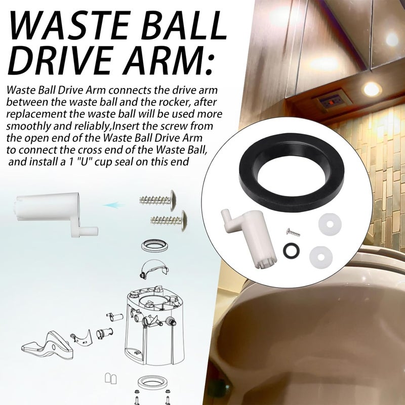 Ciuouient 42048 Waste Ball Drive/Waste Ball Drive Arm Kit Compatible with Thetford Aqua Magic Style Lite, Style II, Style Plus Toilet(Include Closet Flange Seal, Drive Arm, Screw,Plastic Rings) - Image 4